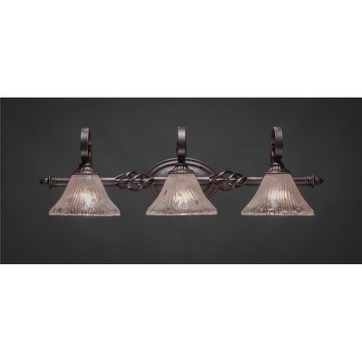 Toltec Lighting Elegante 3 - Light Vanity in  Dark Granite with 7" Frosted Crystal Shade