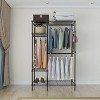 Karl Home Black Iron Open Wardrobe with 2 Rows of Rails & 4-Layer Shelves 44.9x16.5x70.9 Inches - 2 of 4