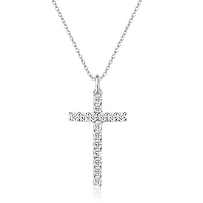 Molenia Moissanite Cross Necklace for Women, 925 Sterling Silver Faith Jewelry Religious Christmas Birthday Baptism Confirmation First Communion Gift