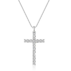 Molenia Moissanite Cross Necklace for Women, 925 Sterling Silver Faith Jewelry Religious Christmas Birthday Baptism Confirmation First Communion Gift - 1 of 4