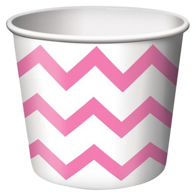 6ct Paper Chevron 8oz Cups Classic Pink