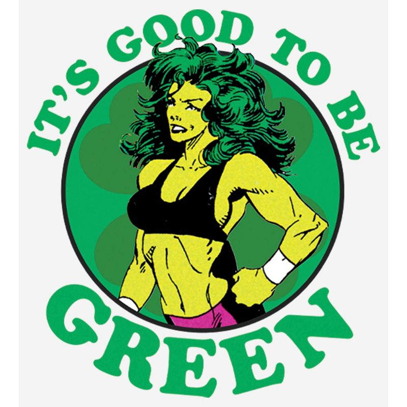 Women's Marvel St. Patrick's Day She-Hulk Good to be Green T-Shirt, 2 of 5