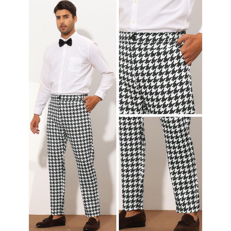 Lars Amadeus Men's Big and Tall Flat Front Houndstooth Dress Trousers, 5 of 6