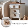 MOEPISY Vintage Farmhouse End Table with Floral Knobs, Rustic Nightstand with 3 Drawers Gourd Legs, Distressed White - 4 of 4