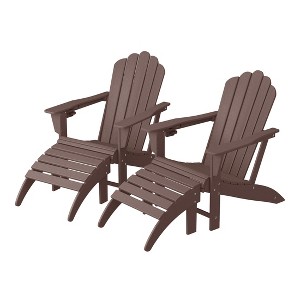 WestinTrends Highland 4-Piece Outdoor Patio HDPE Adirondack Chairs With Ottomans and Cup Holder Set - 1 of 4