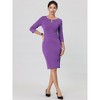 Hobemty Women's Work Zipper Neck Cross Waist-Lined 3/4 Sleeve Midi Pencil Dresses - 3 of 4