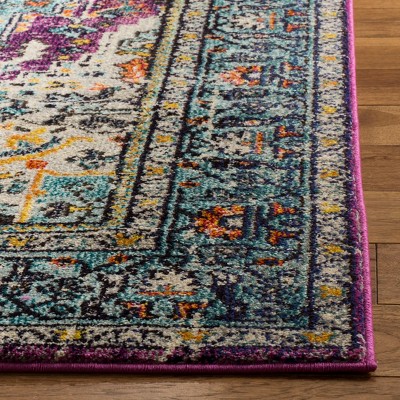 Violet and Light Blue Boho Chic Square Area Rug