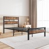 NicBex Twin Metal Platform Bed Frame with Wood Headboard,Under Bed Storage,Strong Metal Slats Support,No Box Spring Needed,Easy Assembly,Brown - 3 of 4