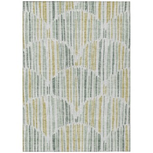 Sage Artichoke Green And Gold Abstract Washable Indoor Outdoor Area Rug - 1 of 4