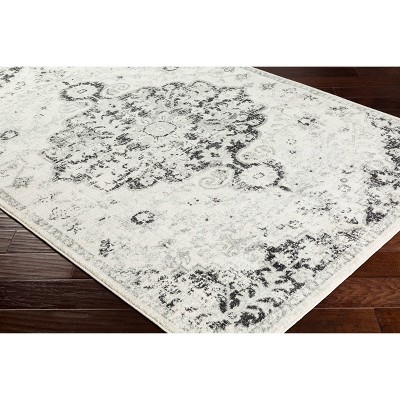 Harput Black and White Rectangular Synthetic Area Rug
