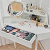 44" White Small Corner Vanity Desk with 3-Color LED Mirror,Space-Saving Dressing Table with Drawer & Stool-The Pop Home - 2 of 4