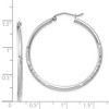 Black Bow Jewelry 2mm x 35mm 14k White Gold Satin & Diamond-Cut Round Hoop Earrings - 4 of 4