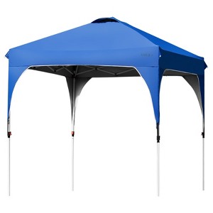 Tangkula Pop-up Canopy Tent 6.6’ x 6.6’ Height Adjustable Commercial Instant Canopy w/ Portable Roller Bag Blue/ White/ Grey - 1 of 4