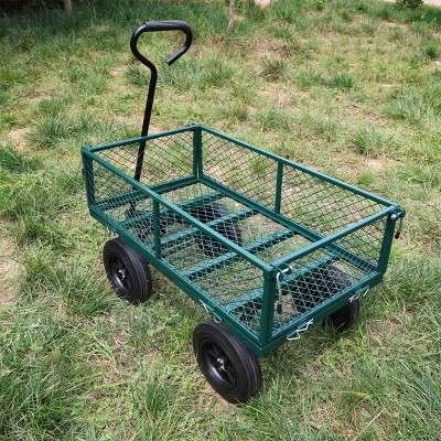 YONWAY Heavy Duty 660 Lbs Capacity Mesh Steel Garden Cart Folding Utility Wagon with Removable Sides10 inch Tire