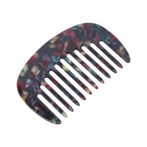Unique Bargains Retro Anti-Static Pocket Size wide-tooth for Thick Curly Hair Detangling Comb Black Colorful 1 Pc - 1 of 4