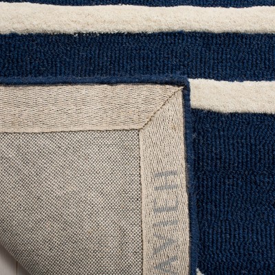 Navy and Ivory Hand-Tufted Wool Kids Area Rug