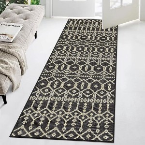 Indoor Outdoor Area Rug Moroccan Geometric Farmhouse Rug Low Pile Stain-Resistant Easy Care Carpet for Living Room Bedroom Backyard Patio - 1 of 4