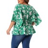 Agnes Orinda Women's Plus Size Summer Casual V Neck Flowy 3/4 Sleeve Babydoll Blouses - 4 of 4