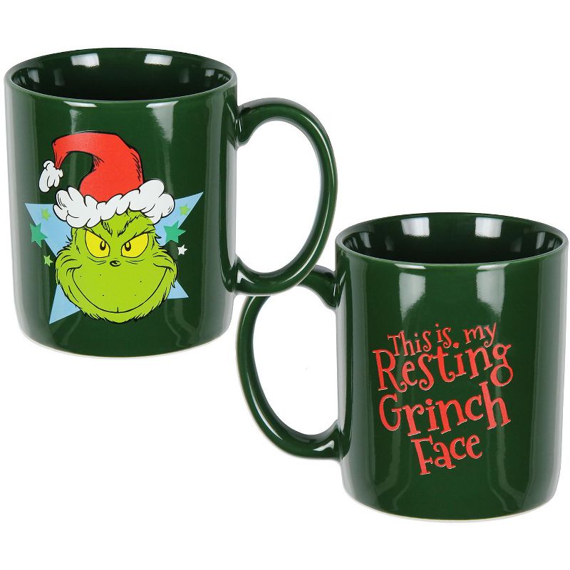 Dr. Seuss The Grinch Face Holiday Coffee Mug Cup 16 Oz Green, 3 of 5