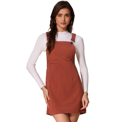 INSPIRE CHIC Women's Adjustable Strap Pinafore Bib Corduroy Overalls Floral Dress