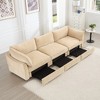 3 Seater Chenille Sofa with Storage Drawers, Deep Seat Crescent Sofa for Living Room, Large Storage Sofa with Pull-Out Drawers-Koiai - 3 of 4