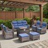 Belord High Back Outdoor Furniture with 6-Inch Thick Cushion, Patio Furniture Set with Fire Pit Table & Swivel Chair, 8PCS Wicker Conversation Set - 3 of 4