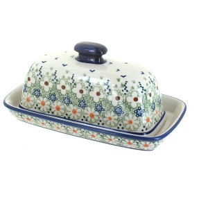 Blue Rose Polish Pottery M074 Manufaktura Butter DIsh - 1 of 2