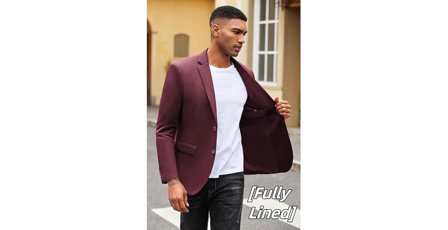Мужской пиджак COOFANDY V-Neck Slim Fit Blazer with Button Pockets Navy Blue, цвет: Тёмно-синий — фото 3