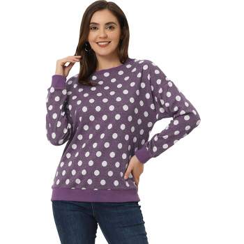 Allegra K Women's Fall Winter Long Sleeve Polka Dots Knitted Pullover Tops
