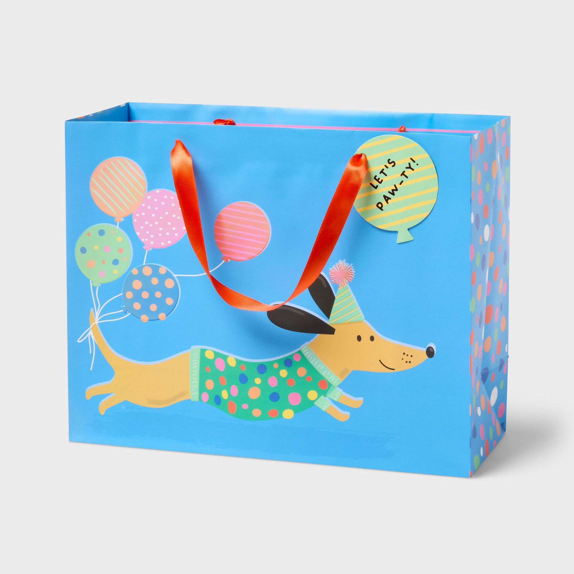 Large Party Dog Birthday Gift Bag with Tag Blue - Spritz™
