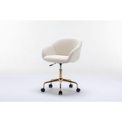NicBex Adjustable Height Mesh Fabric Home Office 360-degree Swivel Chair with Gold Metal Base,Wide Seat/Vanity Chair