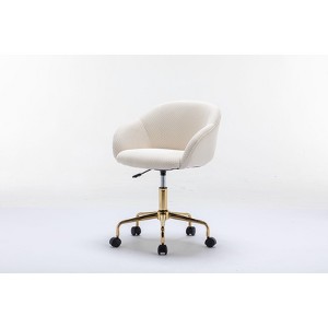 NicBex Adjustable Height Mesh Fabric Home Office 360-degree Swivel Chair with Gold Metal Base,Wide Seat/Vanity Chair - 1 of 4