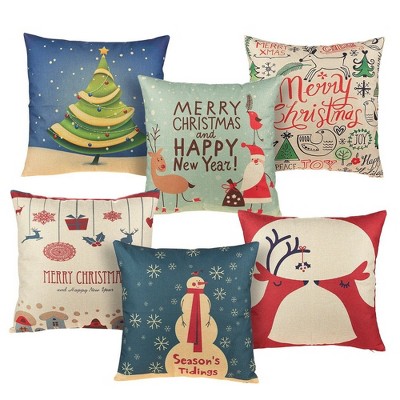 Christmas Throw Pillow Covers  6pack Colorful Decorative Couch Throw