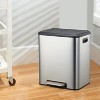 Kitchen Dual Trash Can and Recycling Bin, 2 x 4 Gallon Stainless Steel Trash Can, 30 Liter, Removable Inner Bin and Soft Close Lid, Suitable for Home - 4 of 4