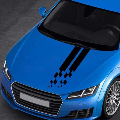 Car cover detachable self-adhesive sticker, grid design, modified accessories, black