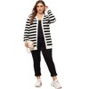 Agnes Orinda Women's Plus Size V Neck Button Down Open Front Striped Knit Sweater Cardigan - 3 of 4