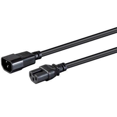 Monoprice Heavy Duty Power Cable - 2 Feet - Black | IEC 60320 C14 to IEC 60320 C15, 14AWG, 15A, SJT, 100-250V