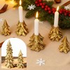 MOEPISY Christmas Table Decorations, Vintage Xmas Golden Resin Tree Candle Holders Set - 2 of 4