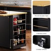 53" Large Kitchen Island on 5 Wheels, with 2 Bar Stools, Power Outlet, Door Internal Storage Rack, Drop Leaf, 5 Open Side Racks & 3 Drawers - 3 of 4