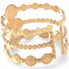 Anna-Kaci Women's Wide Statement Ring Gold Tone with Round Stone Marble-Like Stone and Textured Details - 3 of 4