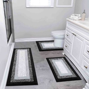 BAGOKIE Ultra Soft 3-Piece Microfiber Bathroom Rug Set - 1 of 4