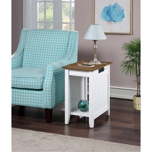 HomeStock End Table with Exposed Power Strip and USB Ports, Stylish Side Table with Storage Shelf for Living Room or Bedroom Decor - 1 of 4