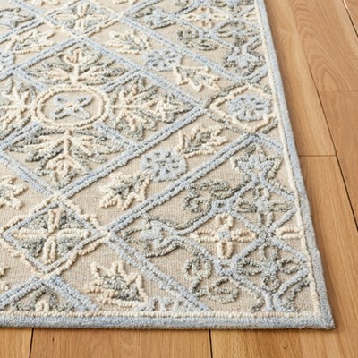 Beige and Silver Hand-Tufted Wool Rectangular Area Rug 5' x 8'