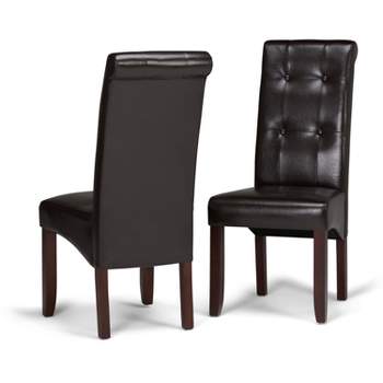 Set of 2 Essex Faux Leather Deluxe Tufted Parson Chair Tanners Brown - WyndenHall