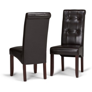 Essex Deluxe Tufted Parson Chair Set of 2 Tanners Brown Faux Leather - Wyndenhall