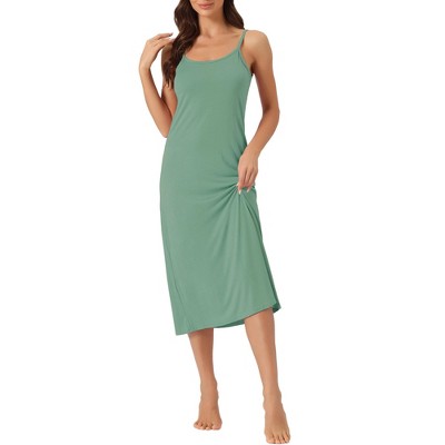 cheibear Women's Sleeveless Spaghetti Strap Midi Cami Tank Sleepdress