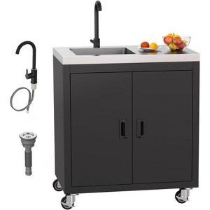 Karl Home 34.5 in. Heavy-Duty Freestanding Stainless Steel Utility Sink with Cabinet and Wheels - 1 of 4