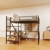 PAGED Full Size Metal Loft and Bunk Bed with Black for Bedroom and Dormitory, with Built-In Charging Station and LED Lighting, Black - 2 of 4