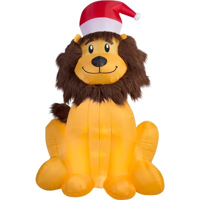 Gemmy Christmas Airblown Inflatable Mixed Media Lion, 6 ft Tall, Multicolored