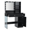 NicBex Vanity Desk with Mirror and Lights,Makeup Vanity Table with Glass Top and Storage Shelves,Dressing Table with 2 Drawers and Cabinet - 2 of 4